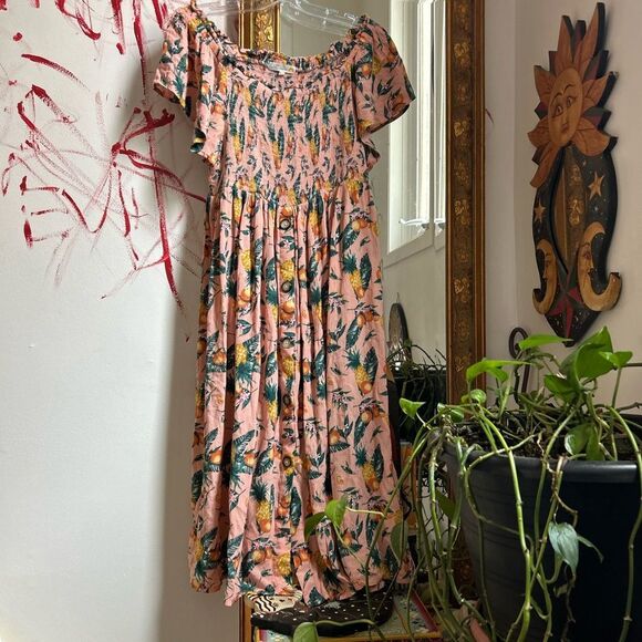 C&C California Pink Pineapple Print Midi Dress - Picture 8 of 16